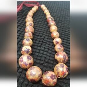 21" Painted Wood Bead Necklace